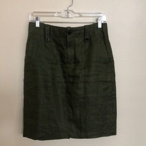 J.Crew green linen pencil skirt size 2